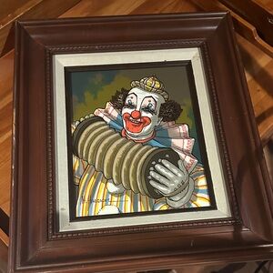 Framed Clown Art with Accordion